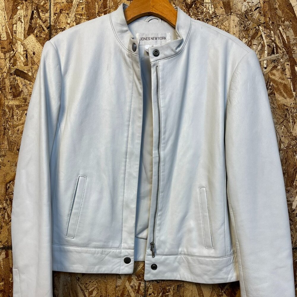 Vintage Y2K Jones New York White Leather Jacket
